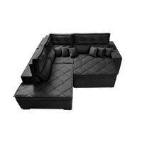 Sofá de Canto 2,60x2,36m Retrátil e Reclinável com Molas Cama inBox Platinum Esquerdo Suede Preto