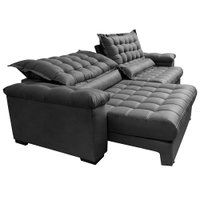 Sofá Retrátil e Reclinável 2,75m Molas Ensacadas Cama inBox Big Space com Bordado 3D Velusoft Cinza