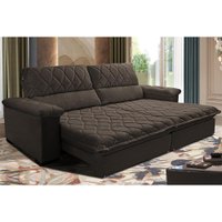 Sofá Retrátil e Reclinável 2,35m Molas Ensacadas Cama inBox Big Home com Bordado 3D Velusoft Café