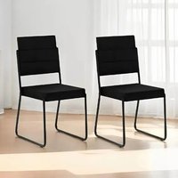 Conjunto 2 Cadeiras Tubo Preto Com Napa Preta Carraro 1736.00