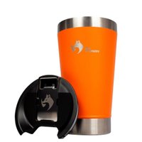 Copo Térmico Quente Frio + Tampa 473ml Laranja Fox Stainless