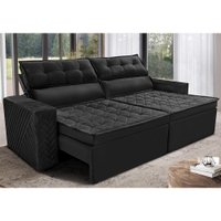 Sofá Retrátil e Reclinável 2,30m Cama inBox Charm Velusoft Preto