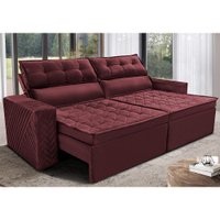 Sofá Retrátil e Reclinável 2,30m Cama inBox Charm Velusoft Vinho