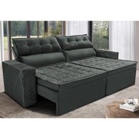 Sofá Retrátil e Reclinável 2,30m Cama inBox Charm Velusoft Cinza