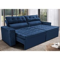 Sofá Retrátil e Reclinável 2,30m Cama inBox Charm Velusoft Azul