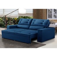 Sofá Retrátil e Reclinável 3 lugares com Molas 2,00m Lais Suede Azul Adonai Estofados