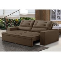 Sofá Retrátil e Reclinável 3 lugares com Molas 2,00m Lais Suede Marrom Adonai Estofados