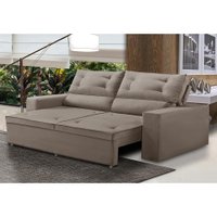 Sofá Retrátil e Reclinável 3 lugares com Molas 2,00m Lais Suede Cappuccino Adonai Estofados