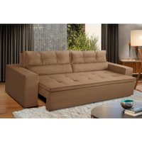 Sofá Retrátil e Reclinável 3 lugares com Molas 2,00m Vegas Suede Cappuccino Adonai Estofados