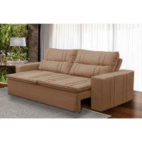 Sofá Retrátil e Reclinável 3 lugares com Molas 2,00m Ester Suede Cappuccino Adonai Estofados