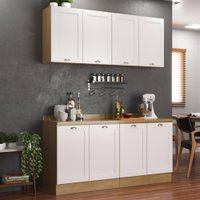 Armário de Cozinha Completo Ditália Denver 4 pcs Rv/Br D7 Rivieira/Branco