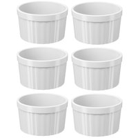 6 Ramequins Brancos Canelados 150ml Tigelas Médias 8cm Uno Coza em Plástico