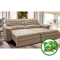 Sofá Retrátil e Reclinável 2,72m Molas Ensacadas Cama inBox Alemanha com Espuma Viscoelástico Velusoft Bege