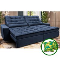 Sofá Retrátil e Reclinável 2,92m Molas Ensacadas Cama inBox Catar Velusoft Azul