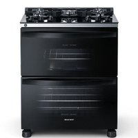 Fogão de Piso Brastemp Duplo Forno 5 Queimadores Mesa de Vidro Preto 220V BFD5VCERNA