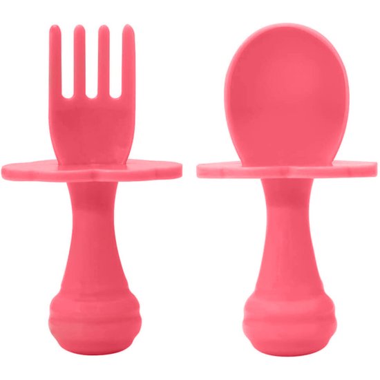 Kit Talheres de Treinamento Buba Colher e Garfo para Bebê com Escudo Limitador Rosa 11413140
