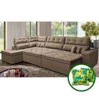 Sofá de Canto Retrátil e Reclinável Esquerdo 3,40x2,36m Molas Cama inBox Espanha Velusoft Castor