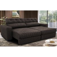 Sofá Retrátil e Reclinável 3,15m Molas Ensacadas Cama inBox Style Thermo Gel Linho Marrom