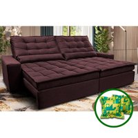Sofá Retrátil e Reclinável 2,52m Molas Ensacadas Cama inBox Catar Velusoft Vinho