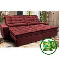 Sofá Retrátil e Reclinável 2,72m Molas Ensacadas Cama inBox Catar Velusoft Vermelho