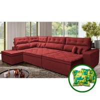 Sofá de Canto Retrátil e Reclinável Esquerdo 3,00x2,36m Molas Cama inBox Espanha Velusoft Vermelho