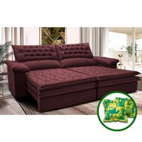 Sofá Retrátil e Reclinável 2,32m Molas Ensacadas Cama inBox Alemanha de Viscoelástico Velusoft Vinho