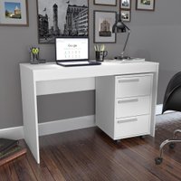 Mesa Escrivaninha Gaveteiro 3 Gavetas Escritório Home Office Quarto Versátil Multiuso Branco