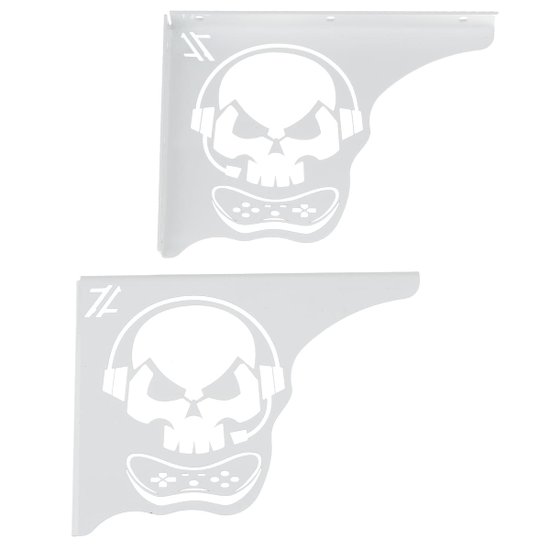 Mão Francesa Aço Branco 20cm Caveira Gamer Decorativa para Prateleira Zarg