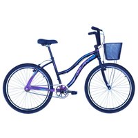 Bicicleta Feminina Aro 26  Beach em Alumínio Preto com Lilás