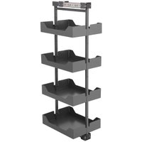 Coluna Deslizante Masutti Alta 33x48x152cm 4 Bandejas Ajustáveis Organizador Cinza Cozinha