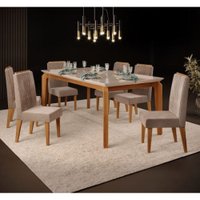 Conjunto de Mesa Dj Rouge 6 Cadeiras 278-001-967-022 Off White/Bege