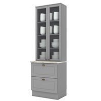 Cristaleira Henn C357-05 Americana 2 Portas 2 Gavetas SD