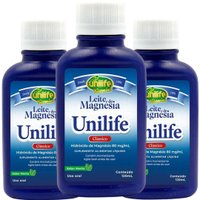 Leite de Magnésia Sabor Menta 120ml Unilife Kit com 3