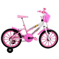 Bicicleta Infantil Aro 16 Milla com Cestinha cor Rosa