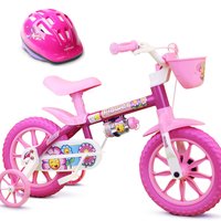 Bicicleta Com Rodinha Aro 12 Infantil Menina Capacete Flower Nathor