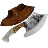 Cutelo Vikings Brut Forge 7' Aço Carbono 1070 5mm Cabo Madeira e Osso Bainha Zanline