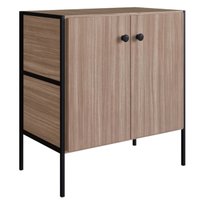 Balcão Multiuso para Home Office com 2 Portas ProDecor em Madeira MDP e Aço Preto