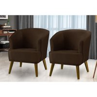 Kit 2 Poltronas Para Sala Decorativa Thais Suede Marrom Adonai Estofados