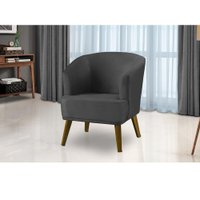 Poltrona Para Sala Decorativa Thais Suede Cinza Adonai Estofados