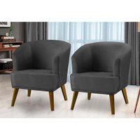 Kit 2 Poltronas Para Sala Decorativa Thais Suede Cinza Adonai Estofados