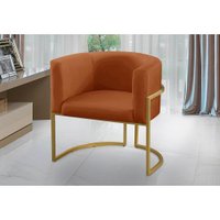 Poltrona para Sala Decorativa Tamires Base Ferro Veludo Terracota Adonai Estofados