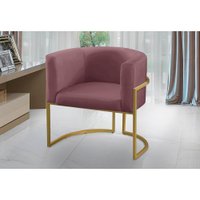 Poltrona para Sala Decorativa Tamires Base Ferro Veludo Rosê Adonai Estofados