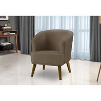Poltrona Para Sala Decorativa Thais Suede Cappuccino Adonai Estofados