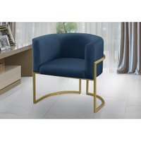 Poltrona para Sala Decorativa Tamires Base Ferro Veludo Azul Adonai Estofados