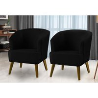 Kit 2 Poltronas Para Sala Decorativa Thais Suede Preto Adonai Estofados
