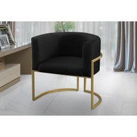 Poltrona para Sala Decorativa Tamires Base Ferro Veludo Preto Adonai Estofados