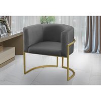Poltrona para Sala Decorativa Tamires Base Ferro Veludo Cinza Adonai Estofados