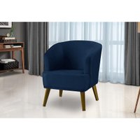 Poltrona Para Sala Decorativa Thais Suede Azul  Adonai Estofados