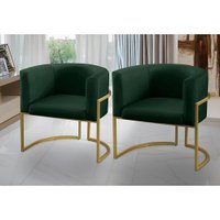 Kit 2 Poltronas para Sala Decorativa Tamires Base Ferro Veludo Verde Adonai Estofados