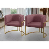 Kit 2 Poltronas para Sala Decorativa Tamires Base Ferro Veludo Rosê Adonai Estofados